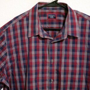 UNTUCKit Shirt Mens 2XL Long Sleeve Button Wrinkle Free Blue Red Gray Stripes